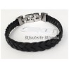 Bracelet CUIR Tressé et Acier Inoxydable 316L - 21 CM - Bijoux MIXTE- NEUF 