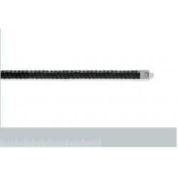 Bracelet CUIR Tressé et Acier Inoxydable 316L - 21 CM - Bijoux MIXTE- NEUF 