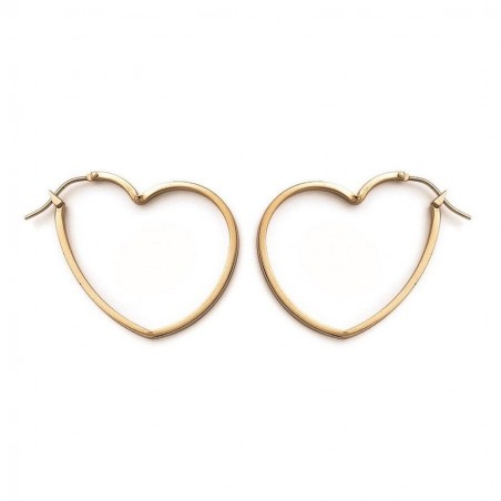 Boucles d'oreilles Créoles forme Cœur Plaqué Or 18 carats