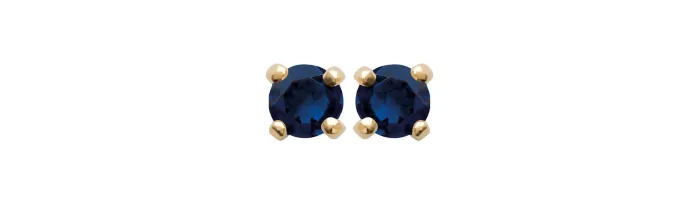 Boucles D'oreilles Puces Cz Saphir 5MM Plaqué Or 18 carats