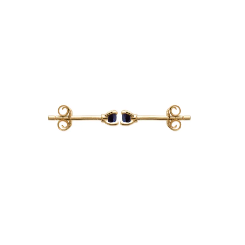 Puces D'oreille (boucles) Art Déco - Perle Et Saphir, Plaqué Or Jaune - Lot De Collection N4497