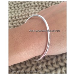 Bracelet Diamètre 6,6CM Jonc Plein Argent Massif 925 Rhodié