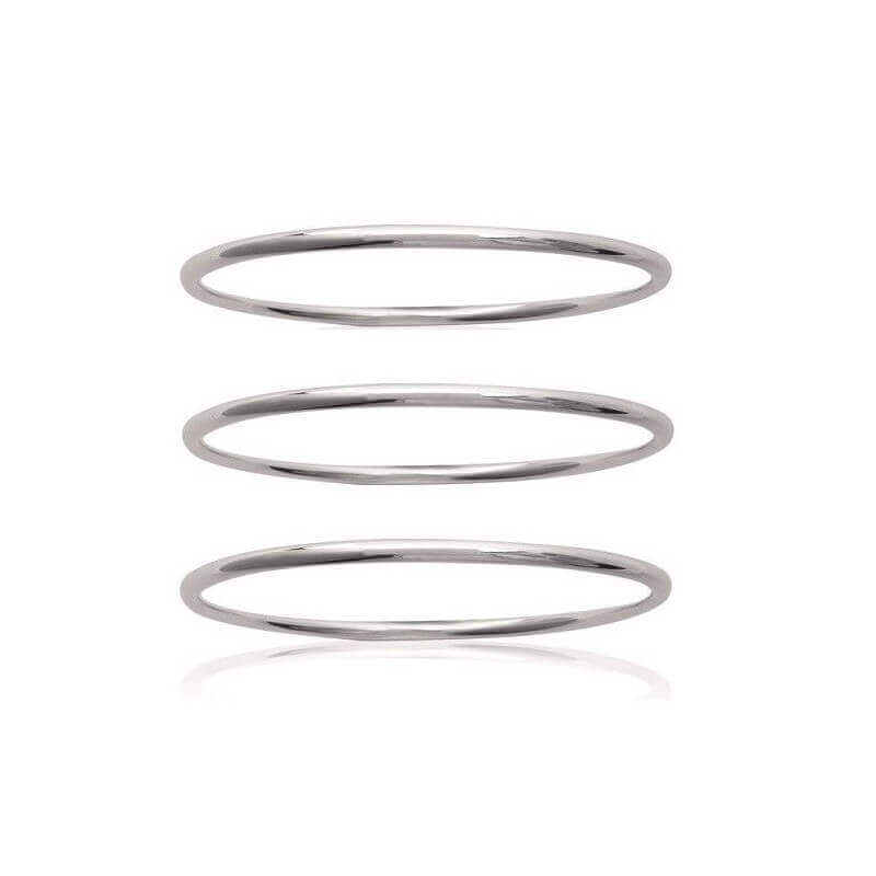 BRACELETS LOT TROIS JONCS ÉPAIS ARGENT MASSIF 925/1000 CHOIX