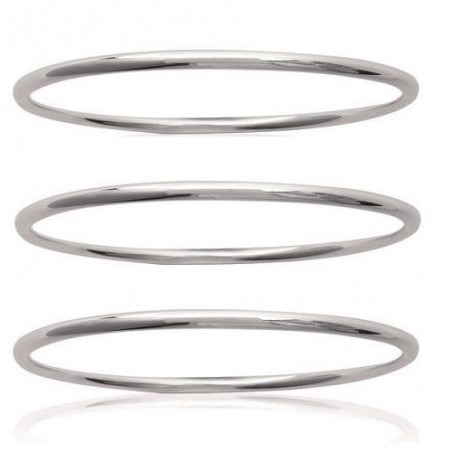 BRACELETS LOT TROIS JONCS ÉPAIS ARGENT MASSIF 925/1000 CHOIX