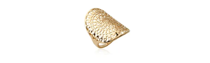 Bague Large Ajourée Arabesques En Plaqué or 18 Carats 750/1000 Bijoux