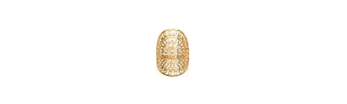 Bague Large Ajourée Arabesques En Plaqué or 18 Carats 750/1000 Bijoux