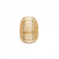 Bague Large Ajourée Arabesques En Plaqué or 18 Carats 750/1000 Bijoux