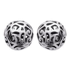 Boucles D'oreilles Puces Boules Ciselées 9MM Argent Massif 925/1000