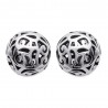 Boucles D'oreilles Puces Boules Ciselées 9MM Argent Massif 925/1000