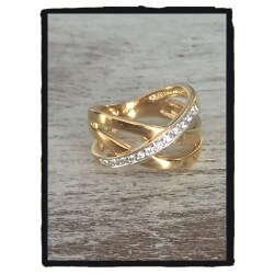 Bague Large Bicolore Rang ZIRCONIUM Plaqué or 18 Carats Tailles 50 à 62