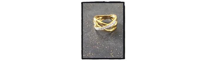 Bague Large Bicolore Rang ZIRCONIUM Plaqué or 18 Carats Tailles 50 à 62