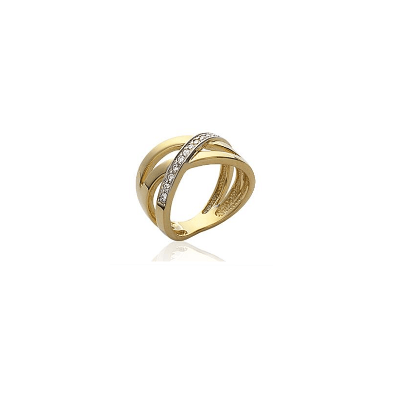 Bague Large Bicolore Rang ZIRCONIUM Plaqué or 18 Carats CHOIX Tailles 50 à 68