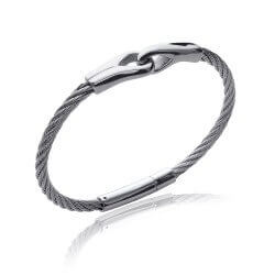 Bracelet Jonc HOMME Câble Acier Inoxydable Bijoux NEUF