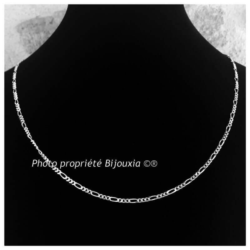 Chaîne Maille Figaro  55 cm Argent Massif 925/1000 Bijoux NEUF étiqueté