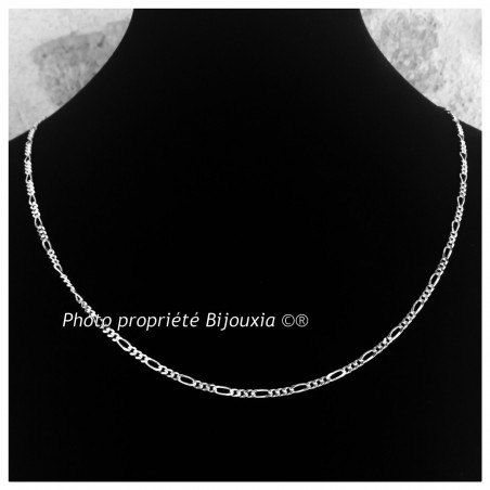 Chaîne Maille Figaro  55 cm Argent Massif 925/1000 Bijoux NEUF étiqueté