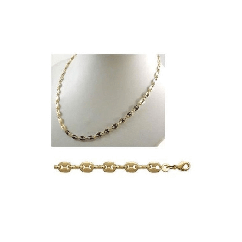 Bracelet Chaîne Forçat Et Grain De Café - Plaqué Or 18 Carats - Bijouxia - Neuf