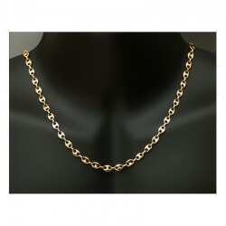 Chaîne 60CM x 6MM Maille Grain De Café Plaqué or 18 CARATS Bijoux