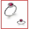 Bague Pierre facettée Cristal Couleur Argent Massif 925/1000 Rhodié
