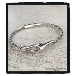 Bracelet Jonc HOMME Câble Acier Inoxydable Bijoux NEUF