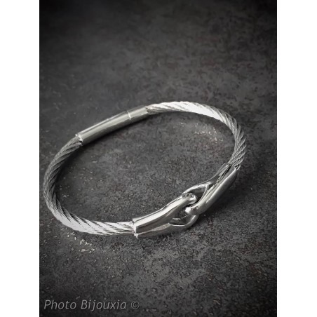 Bracelet Jonc HOMME Câble Acier Inoxydable Bijoux NEUF