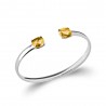 Bracelet Jonc Ouvert Pierre Couleur Citrine Argent Massif 925/1000 Rhodié