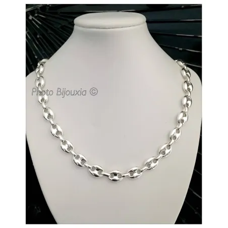 Chaîne Pour Homme En Argent Massif 925 - Motif Grain De Café, Longueur 50 Cm - Neuf Sans Emballage