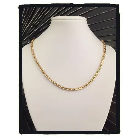 Collier Maille Tressée Palmier Plaqué Or 18 Carats - Longueur 45 Cm, Neuf Avec étiquettes