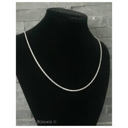 Chaîne 50cm x 2,25mm Maille Forçat Épaisse Argent Massif 925/1000 RHODIÉ