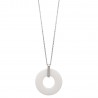 Collier Grand Pendentif Cercle En Pure Céramique Blanche Bijoux Femme