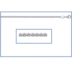 Chaîne Maille corde 50 cm x 2 mm En Argent Massif 925/1000