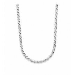 Collier Maille Corde Robuste Argent Massif 925/1000 Rhodié