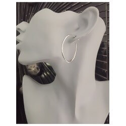 Boucles D'oreilles Créoles Ovales Ouvertes Argent Massif 925/1000 Rhodié