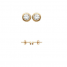 Boucles D'oreilles 3 MM Puces Zirconium Serti Clos Cristal Plaqué Or 18 Carats