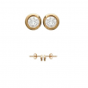 Boucles D'oreilles 4 MM Puces Zirconium Serti Clos Cristal Plaqué Or 18 Carats