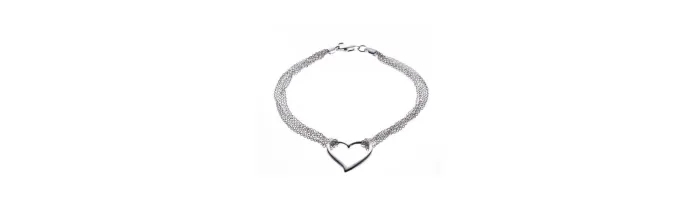 Bracelet Multi Chaînettes forçat avec Cœur Argent Massif 925/000