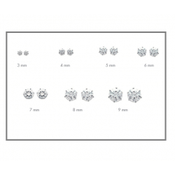 Boucle D'oreilles 9mm Cristal Zirconium Argent Massif Bijou Homme/Femme