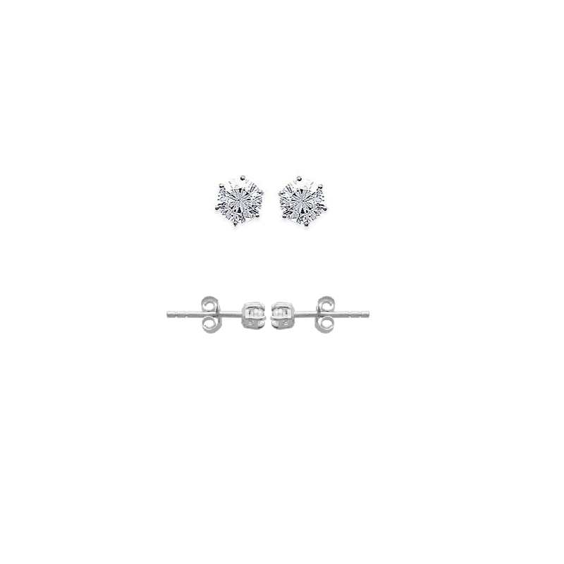 Boucles D'oreilles 5mm Cristal Zirconium Argent Massif Bijou Homme/Femme