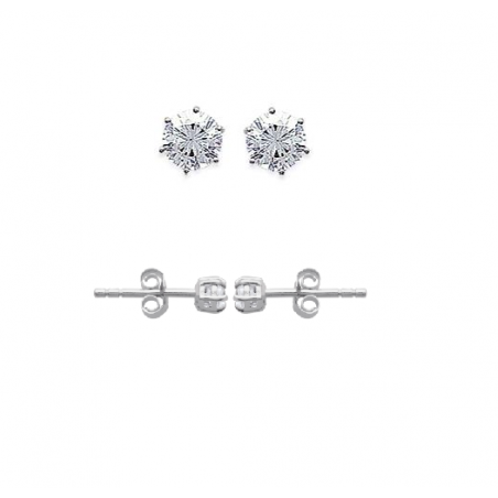 Boucles D'oreilles 5mm Cristal Zirconium Argent Massif Bijou Homme/Femme