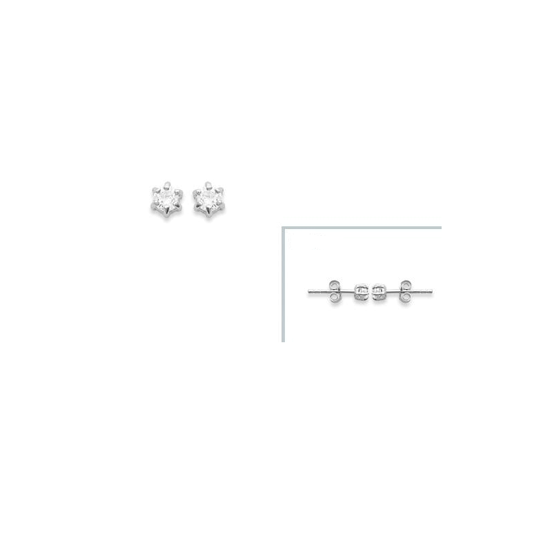 Boucle D'oreilles 3mm Cristal Zirconium Argent Massif Bijou Homme/Femme