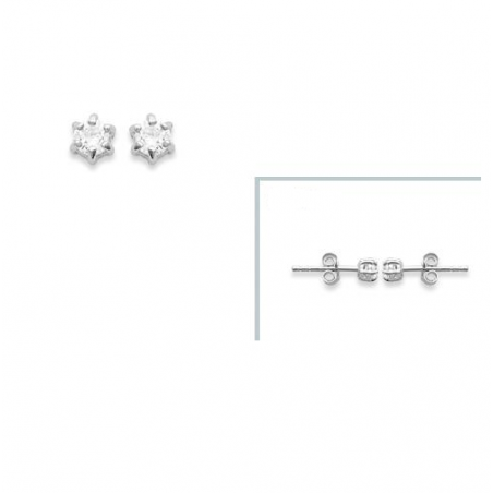 Boucle D'oreilles 3mm Cristal Zirconium Argent Massif Bijou Homme/Femme