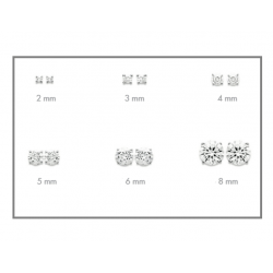 Boucles D'oreilles 5MM Puces Zirconium Argent Massif 925/000 Rhodié