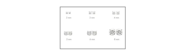 Boucles D'oreilles 8MM Puces Zirconium Argent Massif 925/000 Rhodié