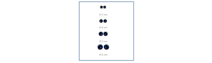 Boucles D'oreilles Puces Cz Saphir 5MM Plaqué Or 18 carats
