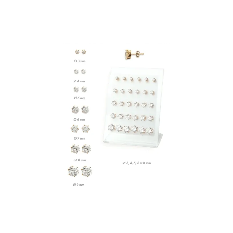 Boucles D'oreilles Puces En Zirconium Rose Plaqué Or 18 Carats – Bijoux Femme élégants 4mm