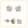 Boucles D'oreilles 8MM Puces Gros Cristal CZ Rond Plaqué Or 18Carats Homme/Femme