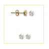 Boucles D'oreilles 5MM Puces Cristal Zirconium Rond Plaqué Or 18 carats 750/1000