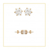 Boucles D'oreilles 6MM Puces Cristal Zirconium Rond Plaqué Or 18 carats 750/1000