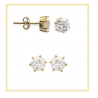 Boucles D'oreilles 7MM Puces Cristal Zirconium Rond Plaqué Or 18 carats 750/1000