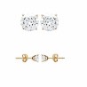 Boucles D'oreilles 6MM Puces Zirconium Rond Serti 4 Griffes Plaqué Or 18 Carats