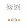 Boucles D'oreilles 8MM Puces Zirconium Rond Serti 4 Griffes Plaqué Or 18 Carats